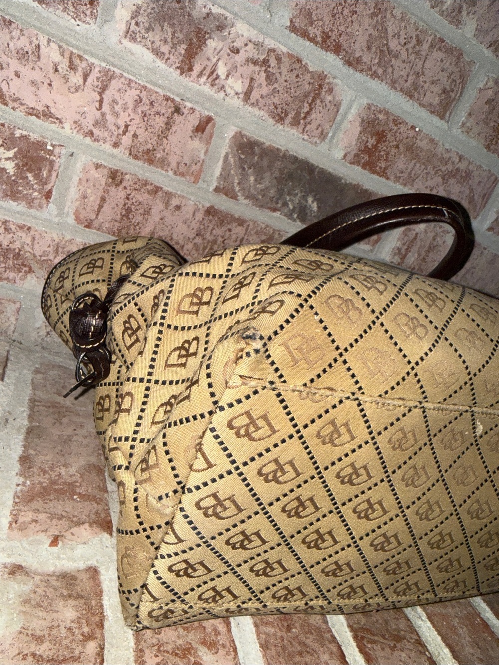 Womens Dooney & Bourke Monogram Pattern Brown Canvas Tote - Picture 8 of 12